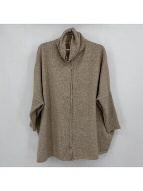 Look by M Taupe Cowl Neck Exposed Seam Pullover Sweater - One Size